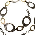 H.I.P. Vintage Silver Pewter Gold Tone Metal Chain Belt One Size Photo 3