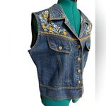 VTG GORDON & JAMES Vest Women M Denim Western Cowgirl Rodeo Embroidered Flowers Blue Size M Photo 1
