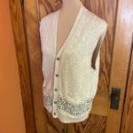 Vintage 90s Grandpa Linen Sweater Vest Button Front Neutral Knit Size XL Photo 7