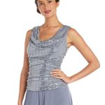 R & M Richards Steel Gray Sequin Top Full Length Sleeveless Formal Dress Size 14 Photo 2