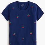 J.Crew Woman Navy Cherry Embroidered T-Shirt Photo 0