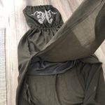 Boutique Olive Dark Green Seahorse Halter Maxi Dress Beach Long Lined Slit Open Leg Small Photo 7