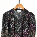 Never Fully Dressed Black Meadow Floral Tie Neck Long Sleeve Cinched Cuff Top 2 Photo 3
