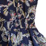 Nanette Lepore  size 2 Paisley Navy Dress Smocked Waist Photo 3