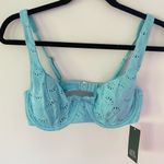 Wild Fable  Women's Pointelle Underwire Bikini Top Light Blue medium (8-10) NWT Photo 2