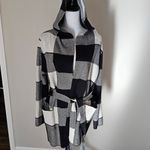 Tahari  hooded knit belted sweater black and white check size XL Photo 4