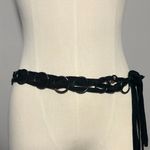 Metal Circle Black Suede Tie Belt Photo 0