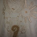 Vintage L Linen Cotton Blend Chocolate Cream Top Brown Size L Photo 2