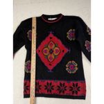 Rafaella Rafaela Vitg Women’s M Angora Blend Fuzzy Soft Sweater Black Red Lambswool Photo 4