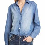 BP  Distressed Denim Ombré Wash Button Up Shirt Women’s Size Small Photo 0