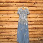 Mac Duggal  5717 Womens Blue Embellished Butterfly Sleeve High Neck Gown Photo 11
