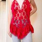 Vintage Wendy Ann Red Lace Slip Teddy Top Size M Photo 2