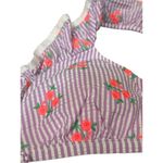 J.Crew Tie-front ruffle bikini top purple floral embroidered seersucker Large Photo 1