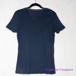 ZARA short sleeve top with metal fringes around neckline navy blue, size S Photo 6