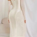 Mesh Thumb Holes Mesh Bodycon Dress White Size XS Photo 1