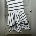 We The Free Good Find Ruffle Bell Sleeve Charcoal and Light Gray Stripes Photo 4