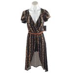 No Boundaries  Walk Thru Black Short Sleeve Floral High Low V Neck Romper Dress S Photo 1