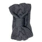 Dark Gray Vegan Chunky Knit Bow Headband Ear Warmer Photo 2