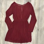 Everly  Maroon Red Formal Chiffon A-Line Long Sheer Sleeve Mini Dress Size S Photo 5