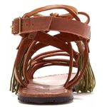Free People Willow gladiator sandal size 6 Brown leather green tassels wrap boho Photo 5