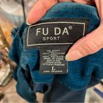 Vintage 90’s oversized quilted aqua velour hooded soft jacket pockets FUDA Sport Blue Size L Photo 6