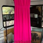Gianni Bini  Women's Size 4 Hot Pink Maxi Dress Lattice Back Photo 0