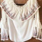 White House | Black Market WHBM Off the Shoulder Embroidered Swiss Dot Blouse sz small Photo 6