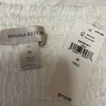 Banana Republic NEW White Balloon Sleeve Deep V-Neck Smocked Peplum Blouse Top M Photo 2