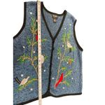 VTG Designers Originals Women’s 2X Embroidered Bird Cardinals Sweater Vest 90s Blue Photo 6