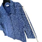 Fresh Produce Shirt Jacket L Blue Abstract 3/4 Button Up Coastal Casual Layering Photo 8
