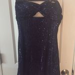Amazon Homecoming Blue Sequin Strapless Mini Dress Photo 2