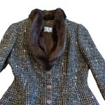 Thierry Mugler Rare FW 1998 Two Piece Suit Blazer Skirt Archival Fur Trim Sz 38 Brown Photo 3