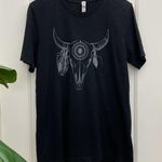 Bella Canvas Bull Skull Boho Graphic Tee Unisex Black Shirt L Photo 0