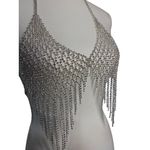 petit moments Vanessa Bralette in Silver One Size Womens Crystals Rhinestones Photo 5