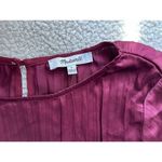 Madewell Short-Sleeve Slip Midi Dress Satin Plisse in Mulberry Wine Size S Photo 6