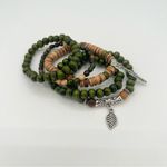 Handmade wooden beads stretch bracelets Set of 5, NEW! Photo 1