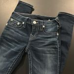 True Religion  Rhinestone Logo Dark Wash Skinny Jeans Photo 5