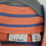 LL Bean Quarter Zip Striped Sweater Mock Neck Cotton Salmon Blue Size Medium M Orange Photo 3