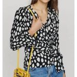Maje  Losimio Black and White Spotted Cloud Print Wrap Blouse Sz. 1 (US S) Photo 1