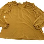 Andree by Unit Blouse Womens Small Yellow Long Sleeve Ruffle Neck Pullover Top Photo 0
