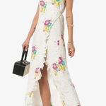 All Things Mochi Melanie Maxi Dress Wrap Floral Polka Dot Ruffle White Size XS Photo 0