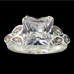 Charter Club NEW Engagement RING SOLITAIRE Size 5 Silver Plate CZ Square Boxed Photo 1