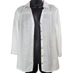 Vince Camuto ‎ White Linen Blend 3/4 Sleeve Button Down Top Womens Size S Photo 3
