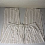 Gap Pants Womens XL Khaki Linen Blend Striped Pull On Wide Leg Boho 27” Photo 5