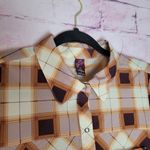 prAna  FLINT MAXI TUNIC SHIRT DRESS ORANGE BURGUNDY PLAID BUTTON FRONT M Photo 2