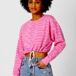 Juicy Couture Forever 21 Crop Sweatshirt L Pink Long Sleeve Drawstring Casual Photo 0