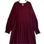 Canyon Retreat Tiered Midi Dress Western Boho Cottage Burgundy Size Large Tall Purple Photo 3