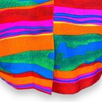 Vintage 90s Silk Skirt Colorful Rainbow Abstract Art Sunset Stripes Knee Length Red Size XS Photo 5
