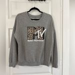 MTV Brand MTV Gray Crewneck Sweatshirt with Leopard Print Logo Sz M Photo 4