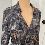 Solitaire Anthropologie  Faux Suede Belted Paisley Trench Coat Photo 4
